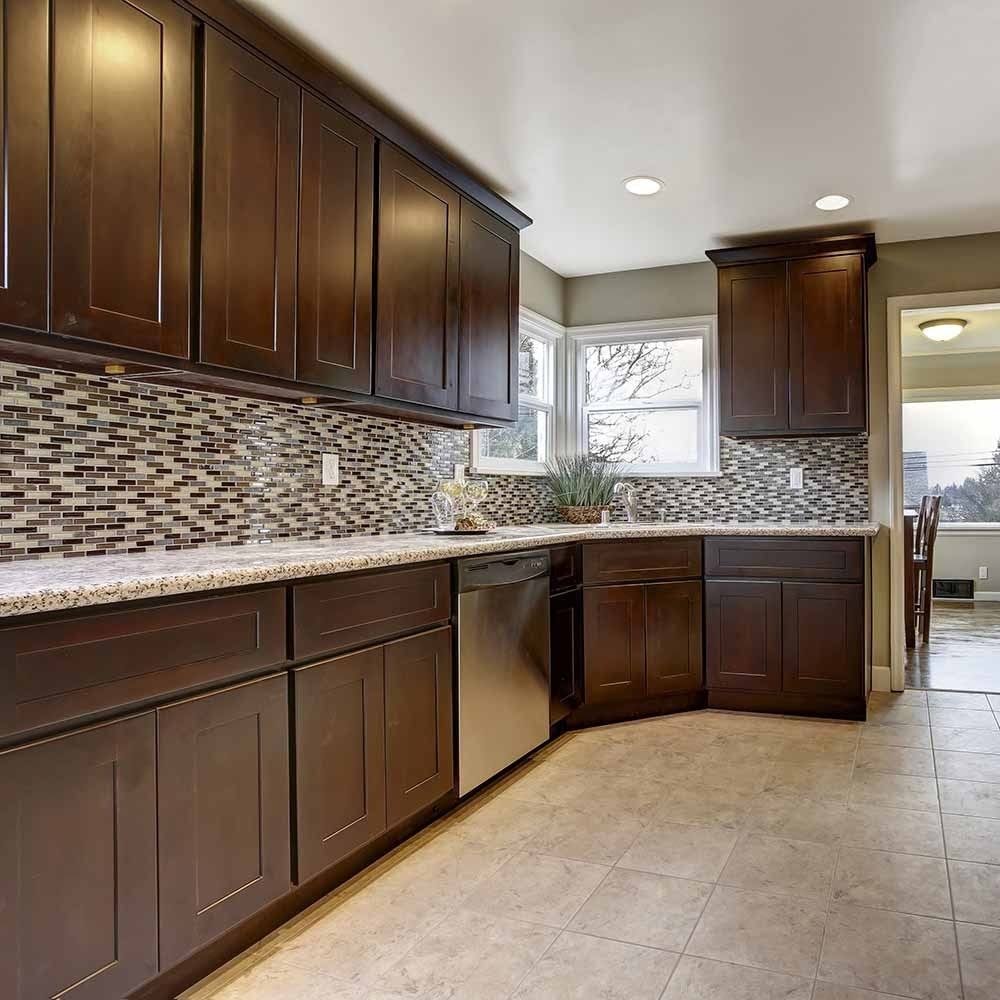 Espresso Double Door Kitchen Cabinet J99354