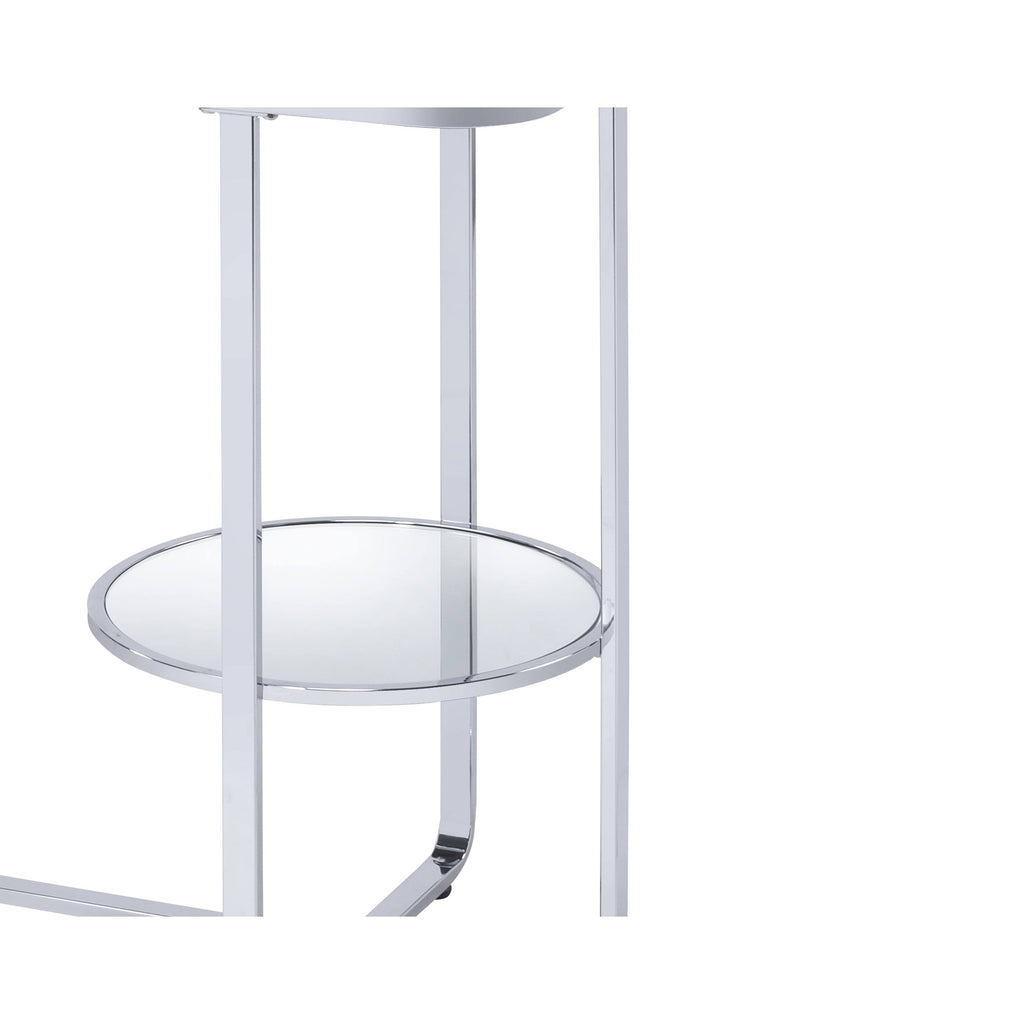 Metal Sofa Table with Glass Top, Silver and Clear N20447