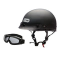 Matte Black Motorcycle Half Helmet with Goggles G793