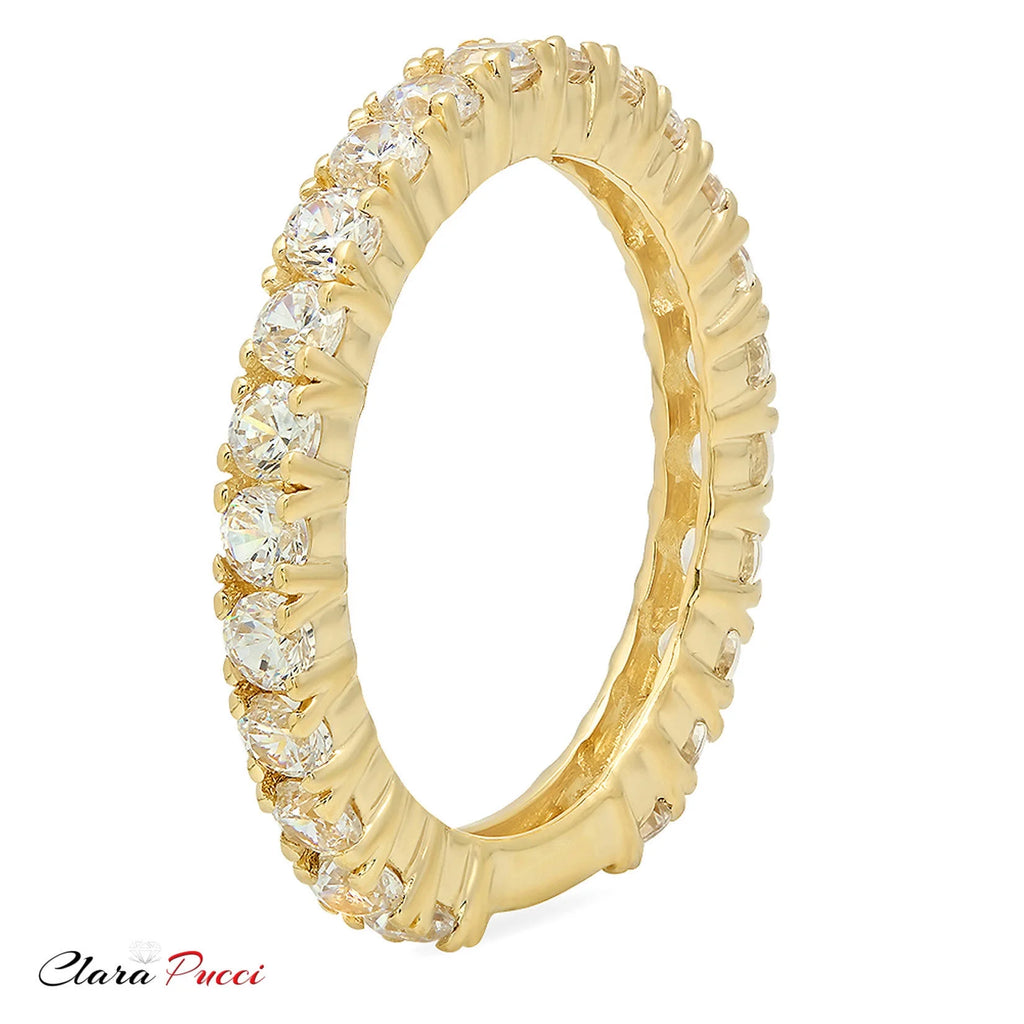18K Yellow Gold Simulated Diamond Engagement Ring Band Size 3.5 S9073
