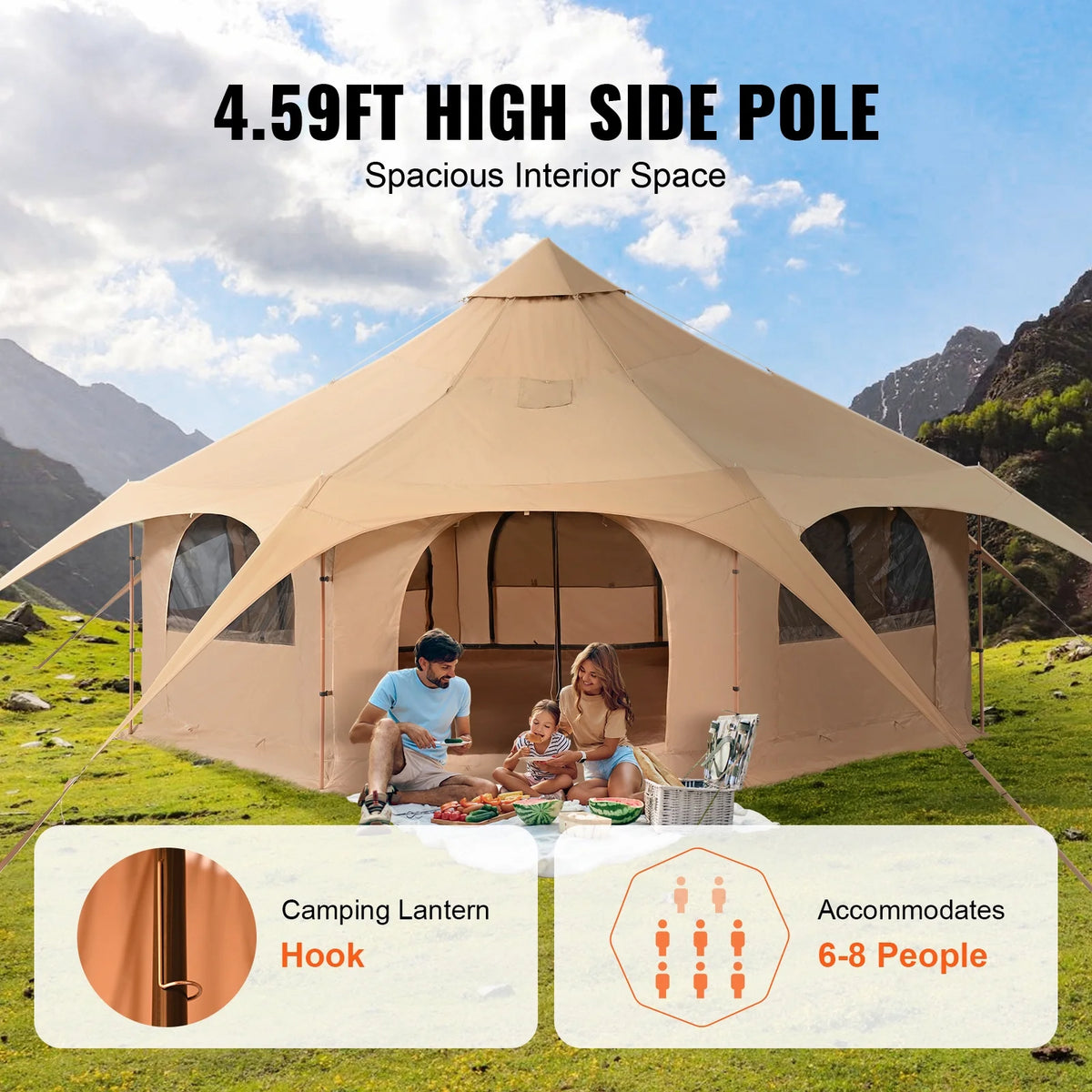 Canvas 4 Seasons Bell Tent with Stove Jack R690