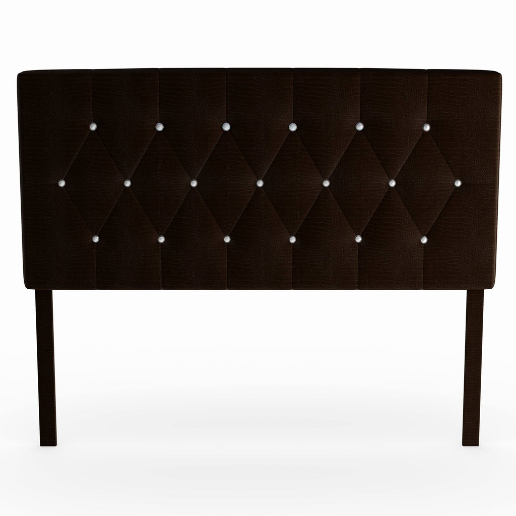 Black Faux Leather Button-Tufted Headboard W265