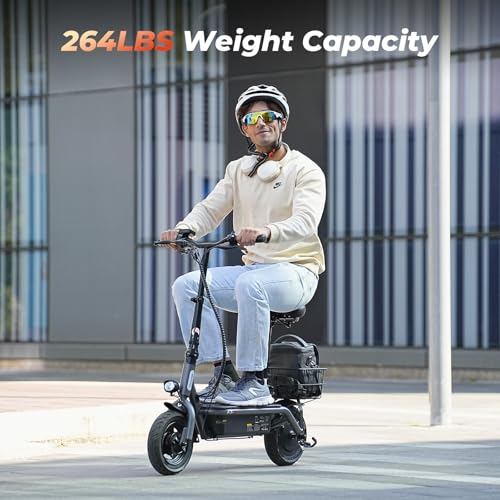 Electric Scooter with Seat, Adjustable Seat & Handlebar, Pneumatic Tire S1605