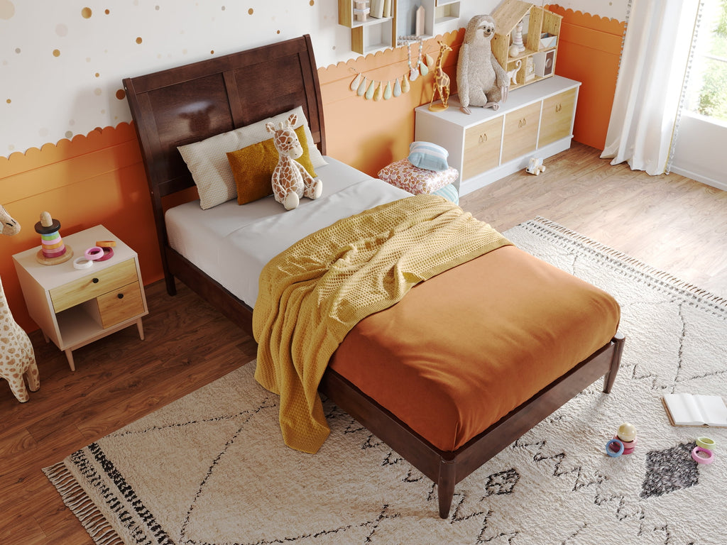 Twin Solid Wood Sleigh Platform Bed Q802