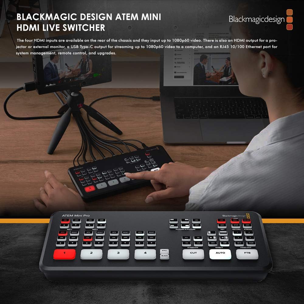ATEM Mini Pro HDMI Live Stream Switcher with Basic Accessory Bundle C6849