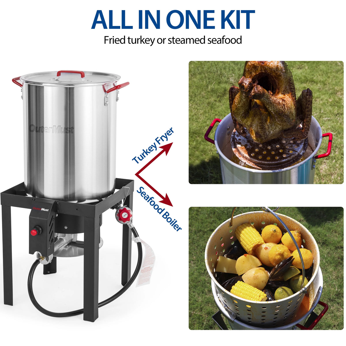 30 QT Turkey Fryer with Basket and Burner Set G490936