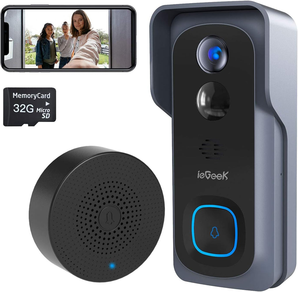 Wireless Video Doorbell Camera with Indoor Chime, 1080P HD, Rechargeable Battery, Pack of 2 L428