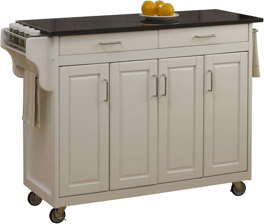 Natural 4 Door Cabinet Kitchen Cart with Gray Granite Top K819