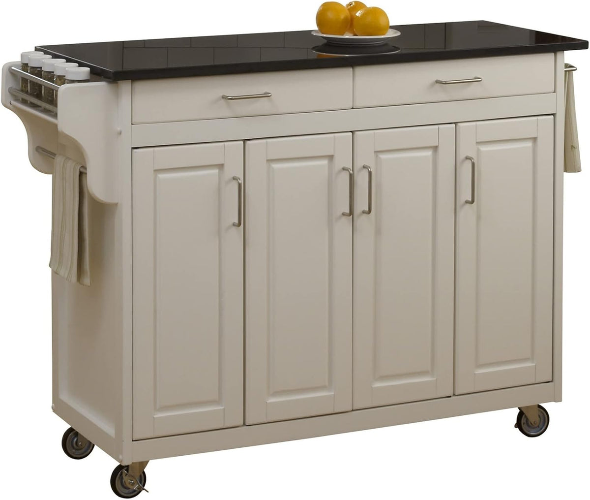 Natural 4 Door Cabinet Kitchen Cart with Gray Granite Top K819