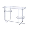 Metal Sofa Table with Glass Top, Silver and Clear N20447