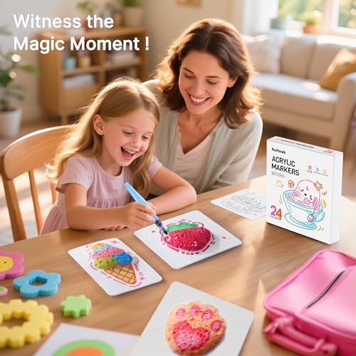 75 Pcs Foam Texture Painting Kit with 24 Acrylic Markers L887180