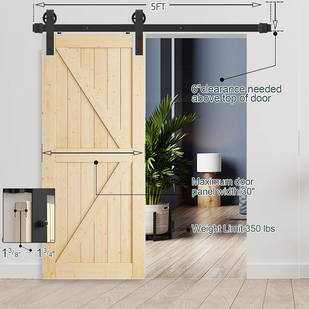 6.6FT Heavy Duty Sliding Door Hardware Kit with 12 Handle & Floor Guide C822