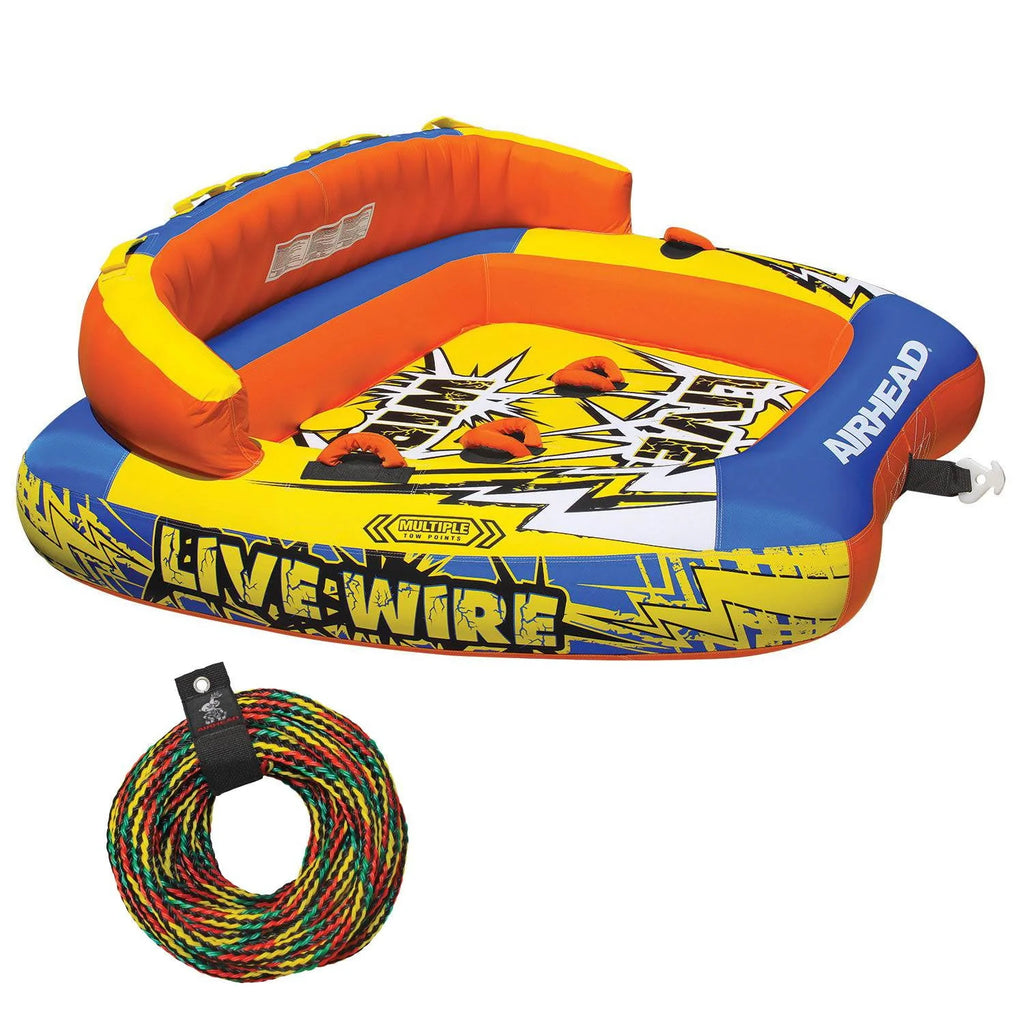 Inflatable 1-3 Rider Towable Tube + 60' Tow Rope U681048