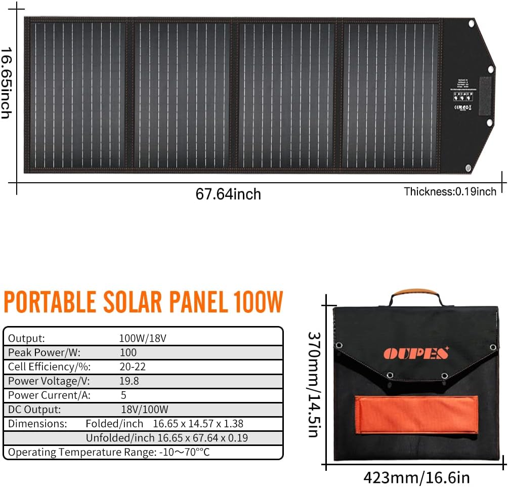 Solar Generator 1800W/1488Wh with 2 X 100W Foldable Solar Panel Portable Power Station LiFePO4 Battery A1448