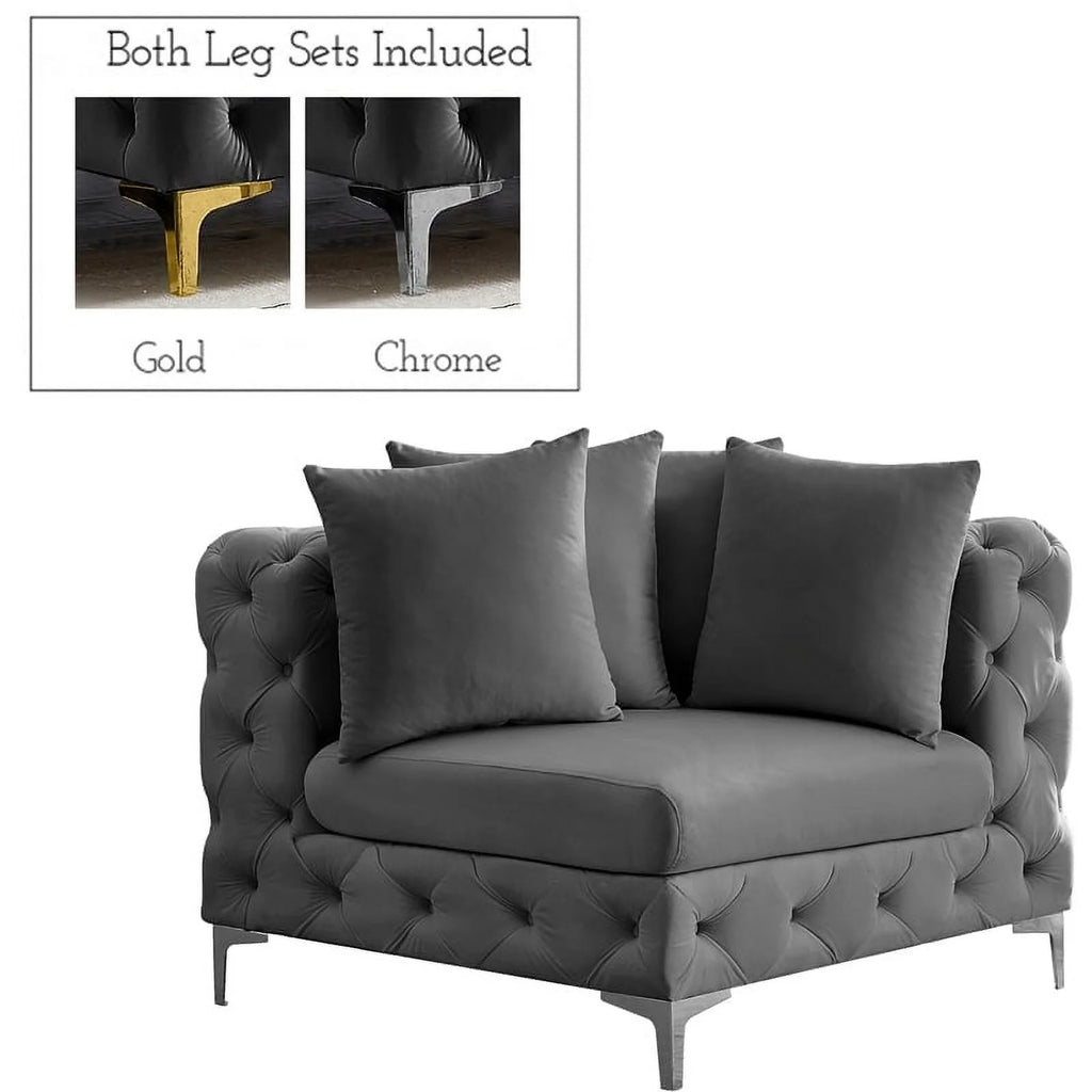 Grey Velvet Corner Chair R97001
