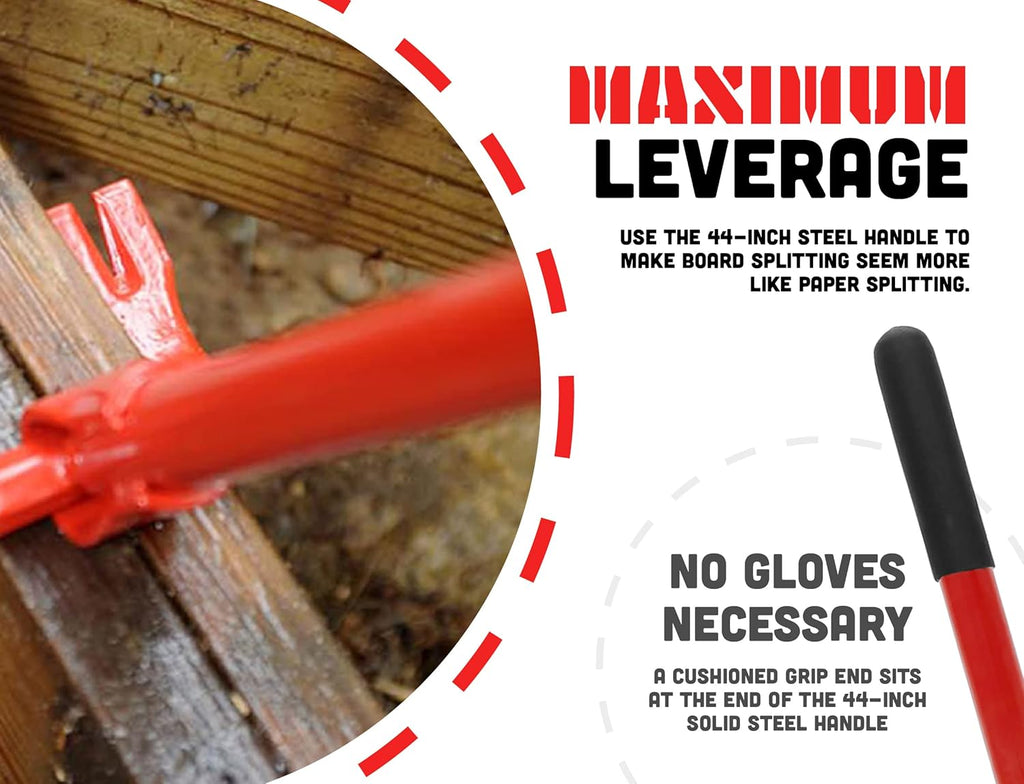 Red Steel Pallet Buster Deck Wrecker Tool, 44 Inch Non-Slip Handle, Pack of 2 U21518