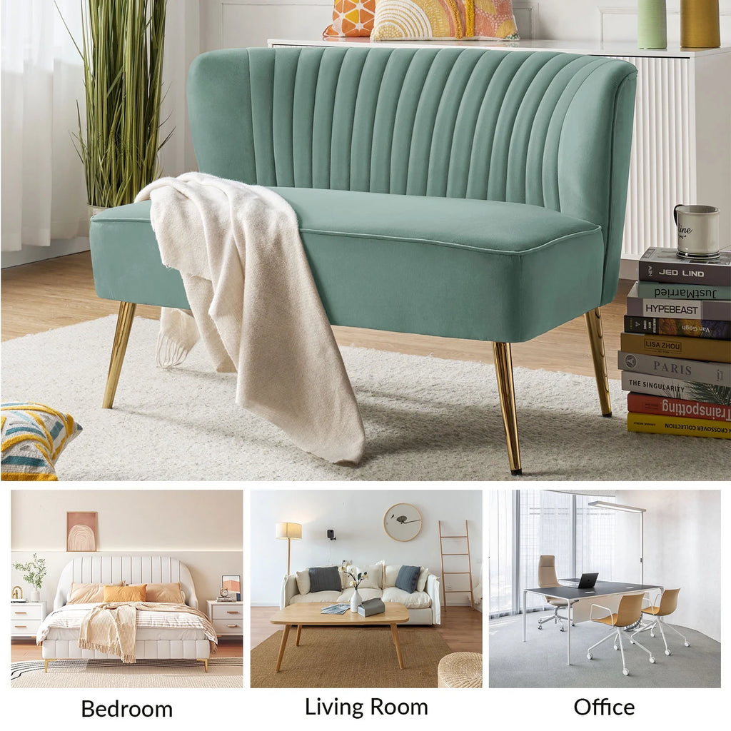 Velvet Sofa Loveseat Upholstered Tufted Back N7410