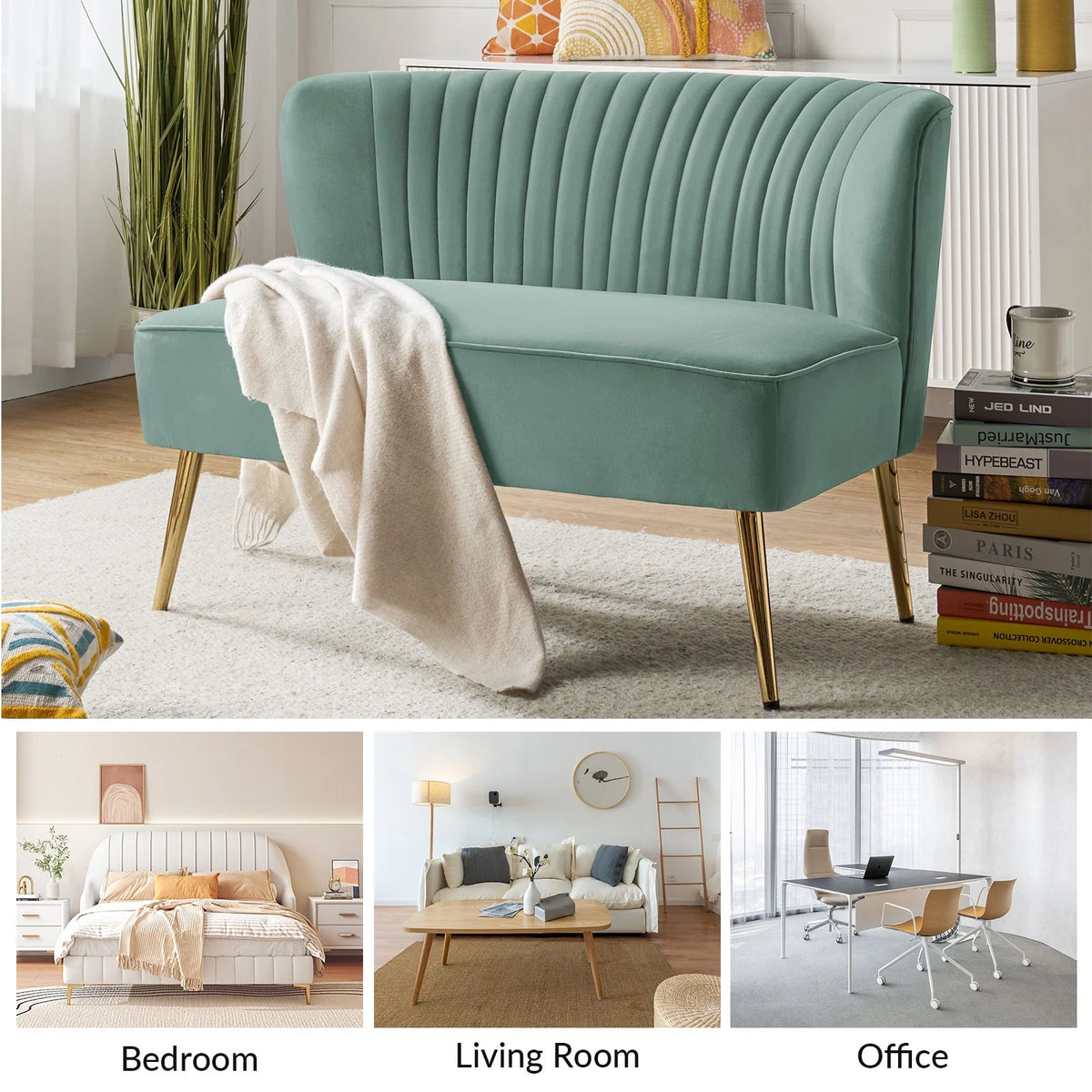 Velvet Sofa Loveseat Upholstered Tufted Back N7410