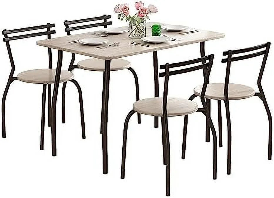 Dining Table Set for 4 Metal Frame with Upholstery Seat T993492