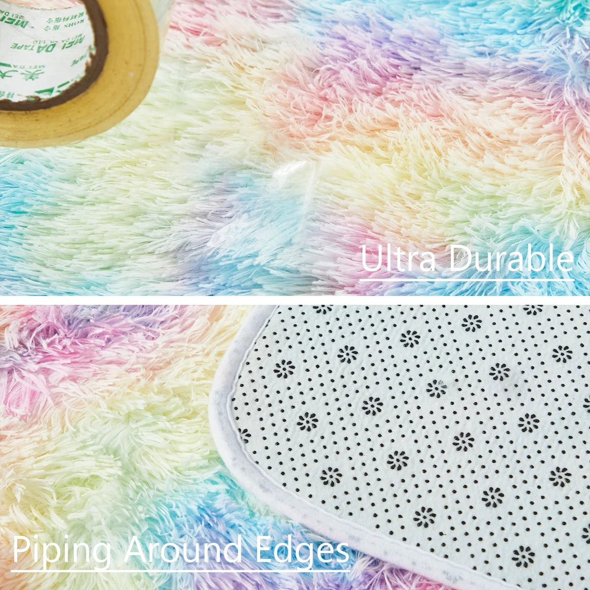 Tie Dye Plush Shag 3x5 Area Rugs Rainbow Faux Fur Carpet Z695