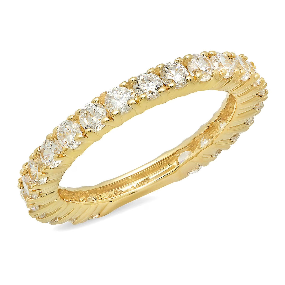 18K Yellow Gold Simulated Diamond Engagement Ring Band Size 3.5 S9073