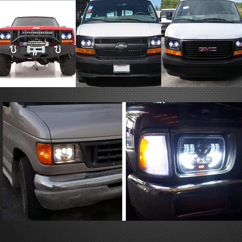 120W Rectangle 7x6 5x7 LED Headlights Sealed Beam H4 Plug O619741