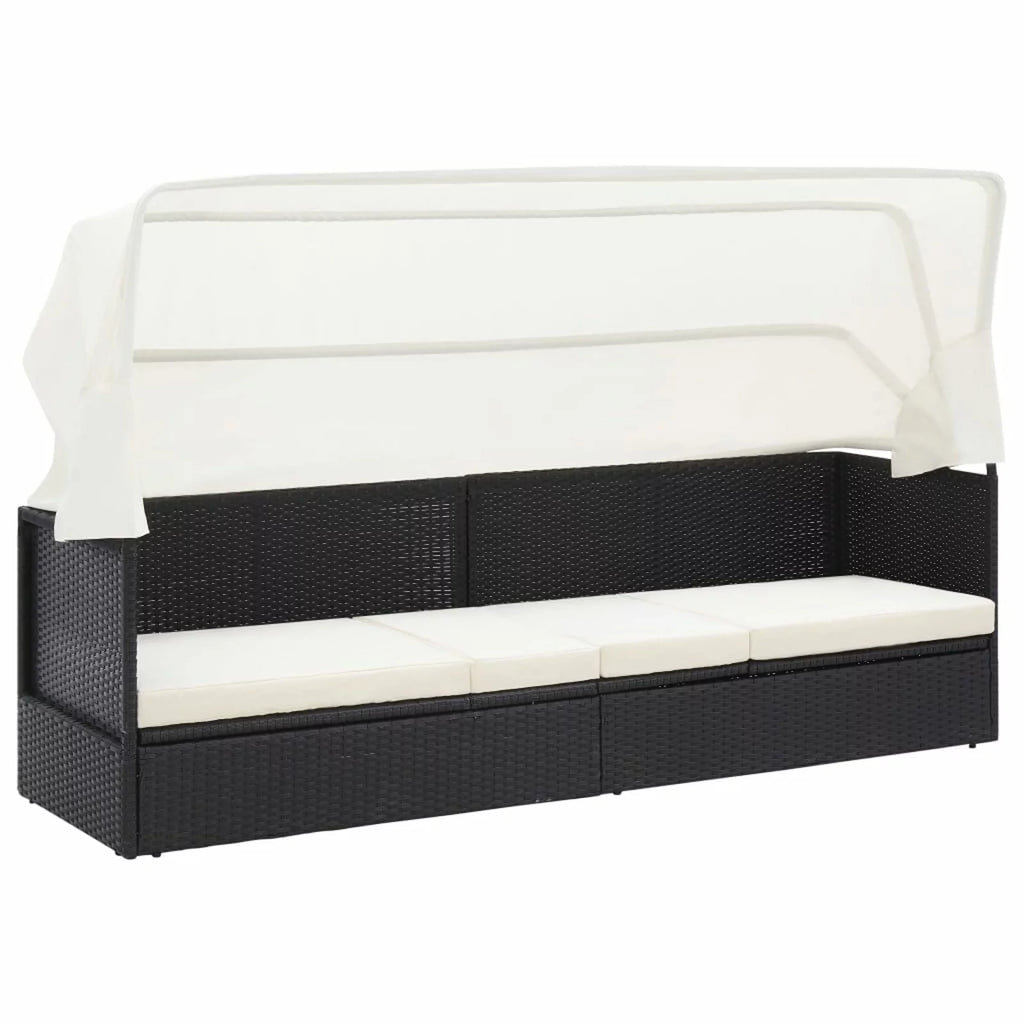 Adjustable Sun Lounger with Canopy and Cushion S70734