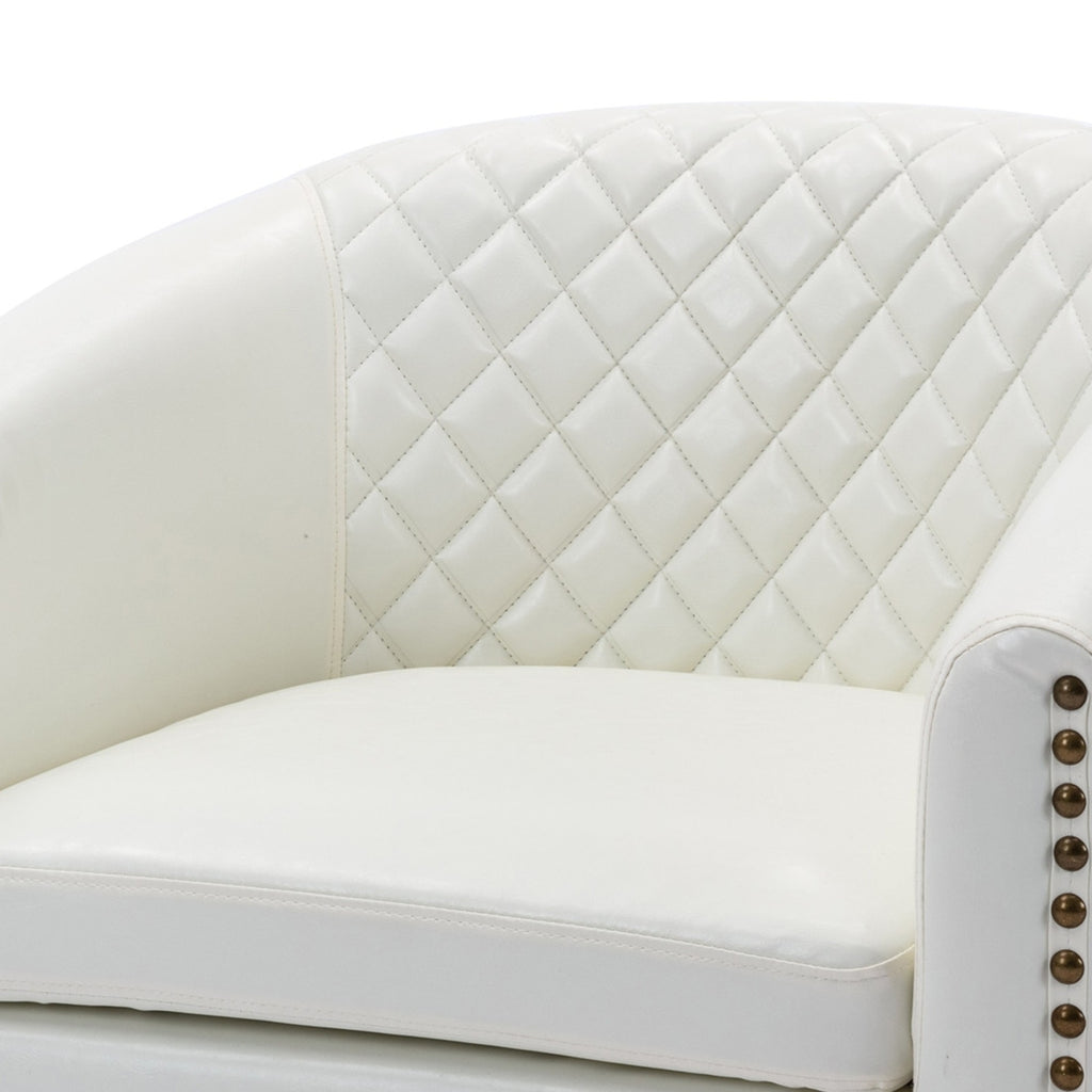 White Faux Leather Curved Accent Chair F453101