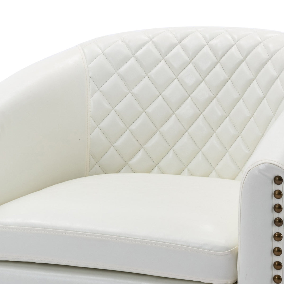 White Faux Leather Curved Accent Chair F453101