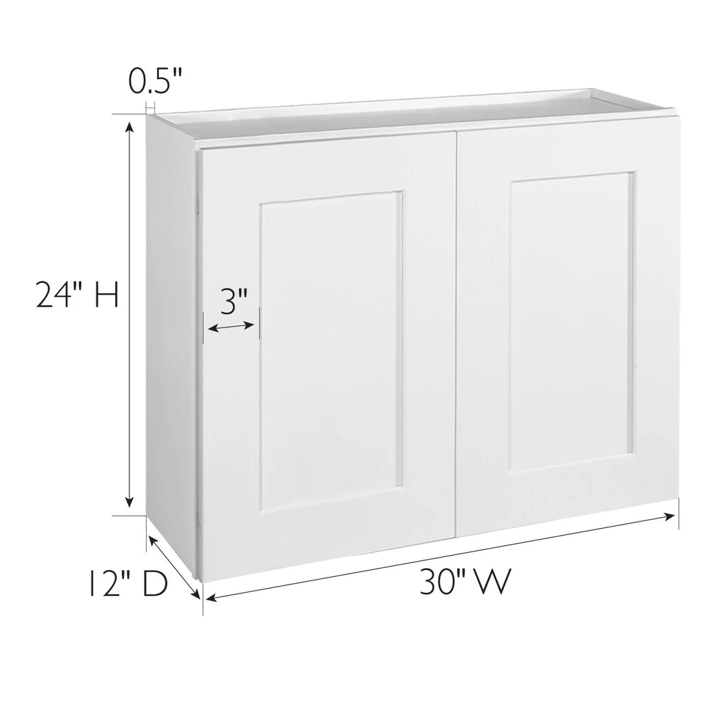 White Shaker Tall Wall Kitchen Cabinet 30x24x12 F957