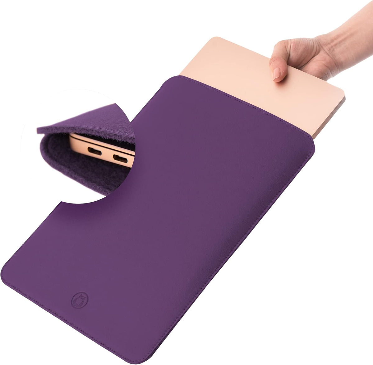 Thin Leather Laptop Sleeve, 13 Inch Suede Padded (Brown) Z96625