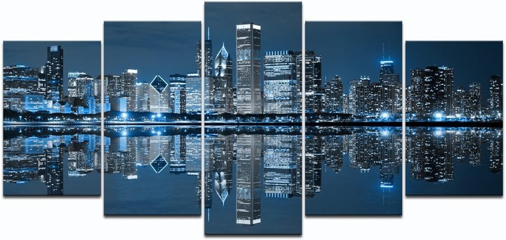Large 5 Panels Framed Canvas Print Wall Art H401