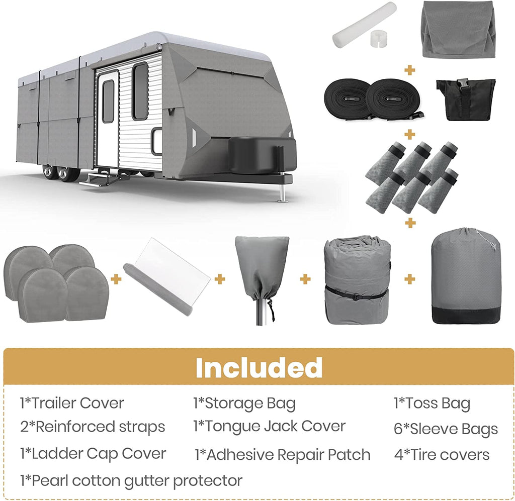 300D Travel Trailer RV Cover with 4 Tire Covers C15978