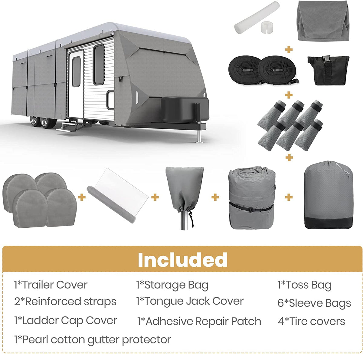 300D Travel Trailer RV Cover with 4 Tire Covers C15978