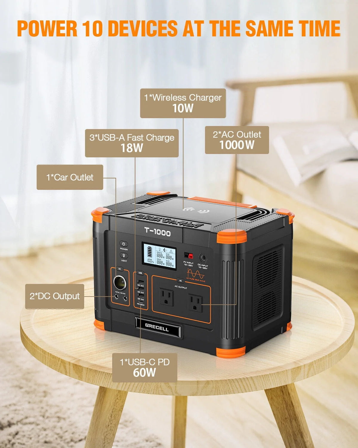 1000W Portable Power Station & 100W Foldable Solar Panel N75364