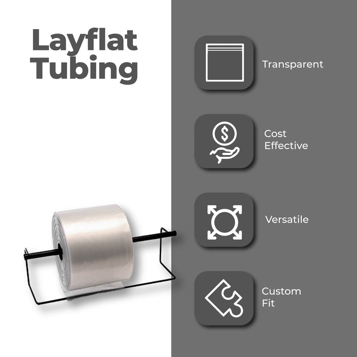 Clear Lay Flat Poly Tubing 8 Inch x 2000 Feet, 3 Mil - 1 Roll R7059