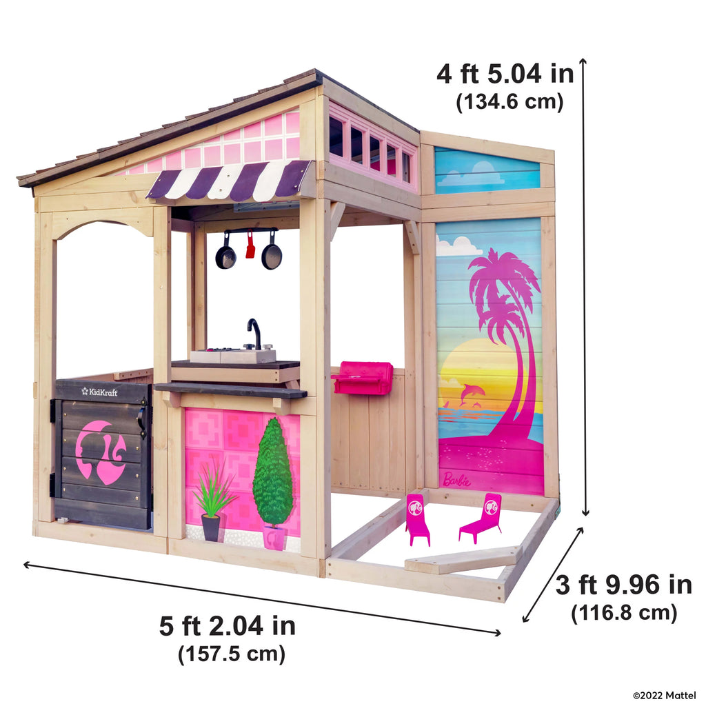 Wooden Outdoor Playhouse with Doll Table and Chairs J4045
