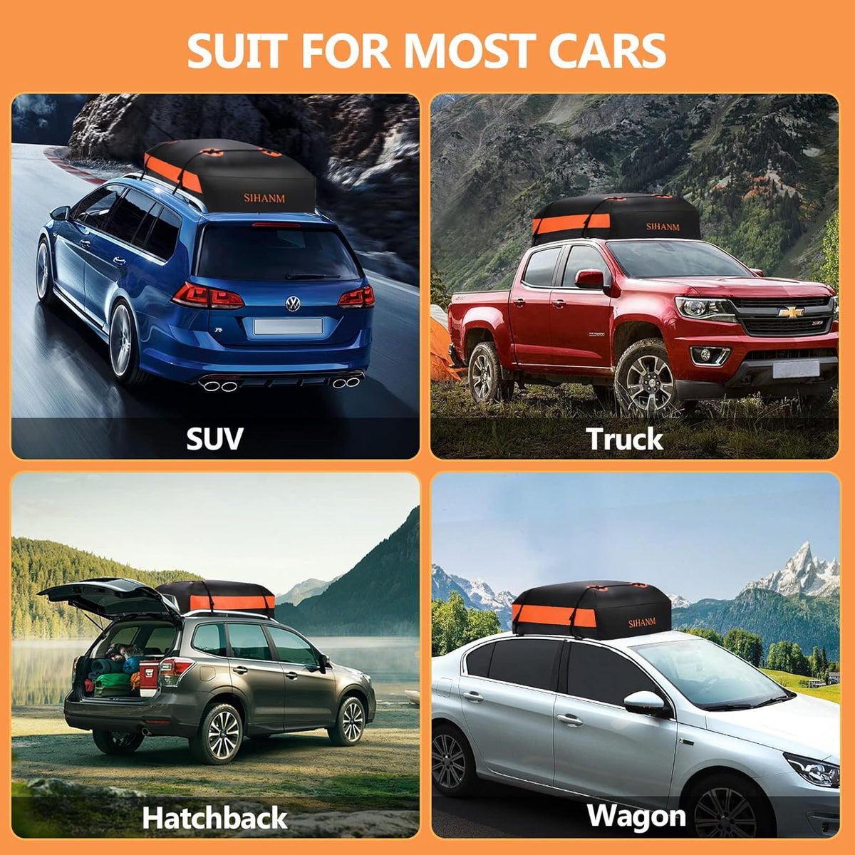 Heavy Duty Waterproof Roof Cargo Carrier with Anti-Slip Mat, 15Cu.ft. E605