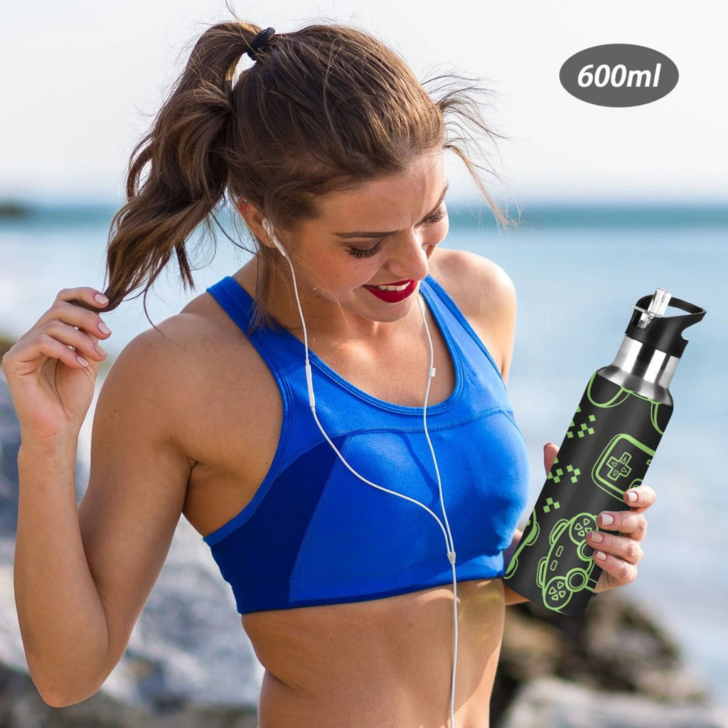 Stainless Steel Vacuum Insulated Water Bottle with Straw Lid 20 OZ C75781